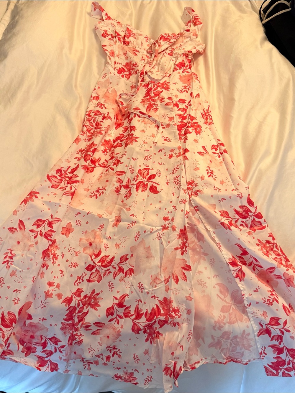 Floral Pink and White Ruffle Summer Dress